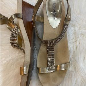 Kelly&katie embellished wedge sandals 9 1/2